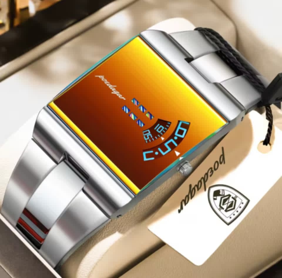 Reloj Poedagar LED Cuadrado | Resistente al Agua 3ATM | Negro Mate