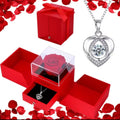 CAJA DE REGALO ROSA ETERNA CON COLLAR DE CORAZON