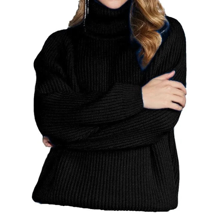 Ropas De Mujeres Pullover Women Turtleneck Solid Color Loose Knitted Sweater Women's Outdoor Versatile Comfortable Home Sweater