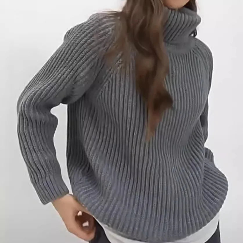 Ropas De Mujeres Pullover Women Turtleneck Solid Color Loose Knitted Sweater Women's Outdoor Versatile Comfortable Home Sweater