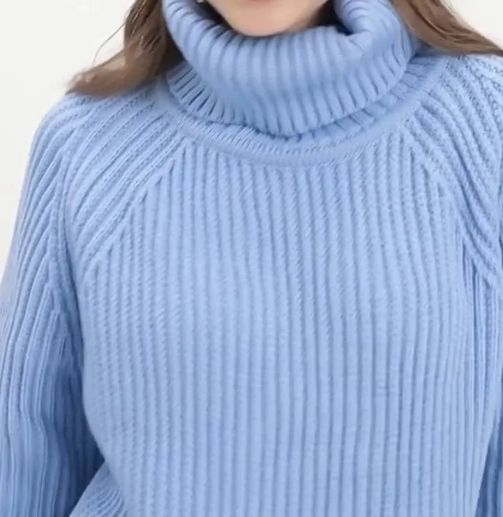 Ropas De Mujeres Pullover Women Turtleneck Solid Color Loose Knitted Sweater Women's Outdoor Versatile Comfortable Home Sweater