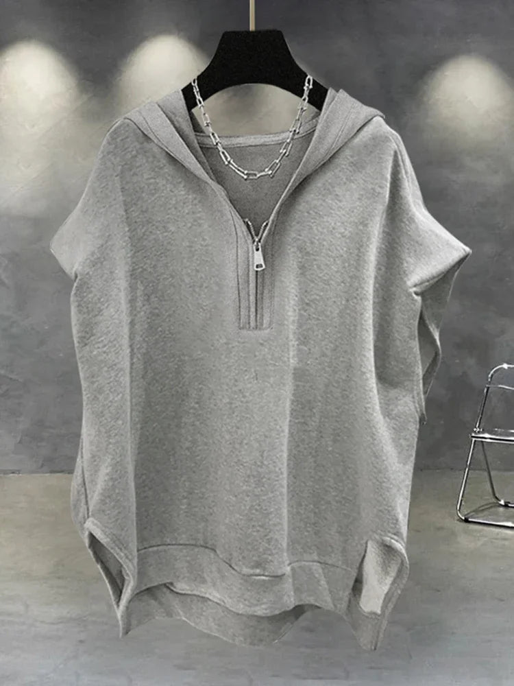 Summer Zipper Hooded Sleeveless T-shirt Men's Korean Fashion Tank Tops 2026 New Y2K Streetwear Casual Vests Hip Hop Tee Shirts
