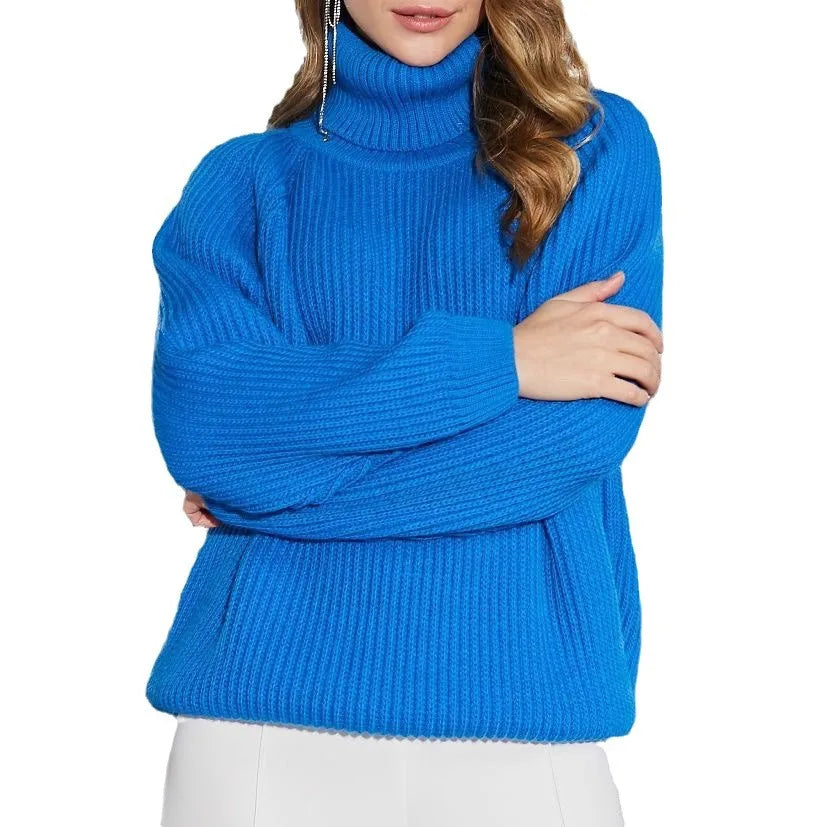 Ropas De Mujeres Pullover Women Turtleneck Solid Color Loose Knitted Sweater Women's Outdoor Versatile Comfortable Home Sweater