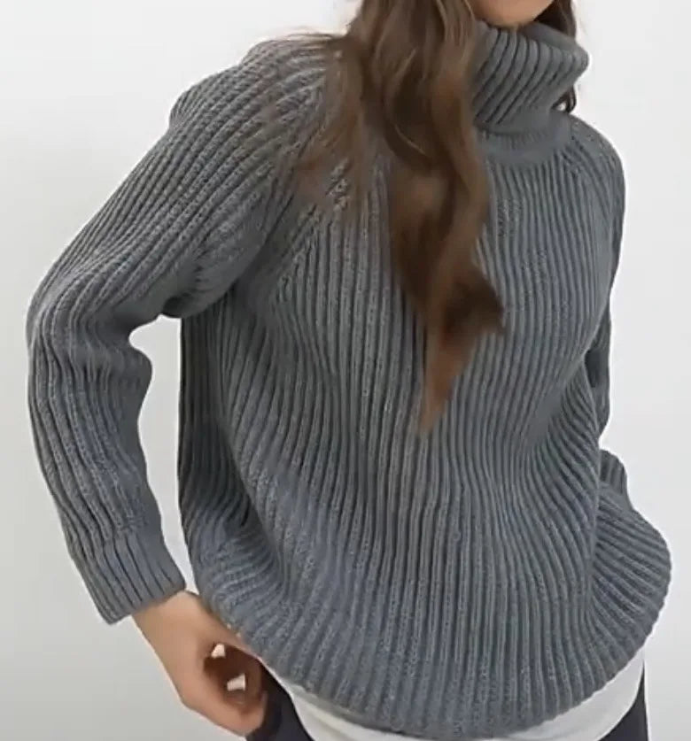 Ropas De Mujeres Pullover Women Turtleneck Solid Color Loose Knitted Sweater Women's Outdoor Versatile Comfortable Home Sweater