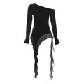 Irregular Spliced Gauze Ropa Mujer Skew Collar Off Shoulder Women Clothing Y2k Aesthetic Camisetasspring New Ropas Clothes