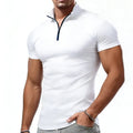 Compression T-shirt Men Summer Zipper Neck Male Tops Tee Gyms Fitness Tshirt Slim Fit Skinny Tigths Casual Fashion T Shirt Men