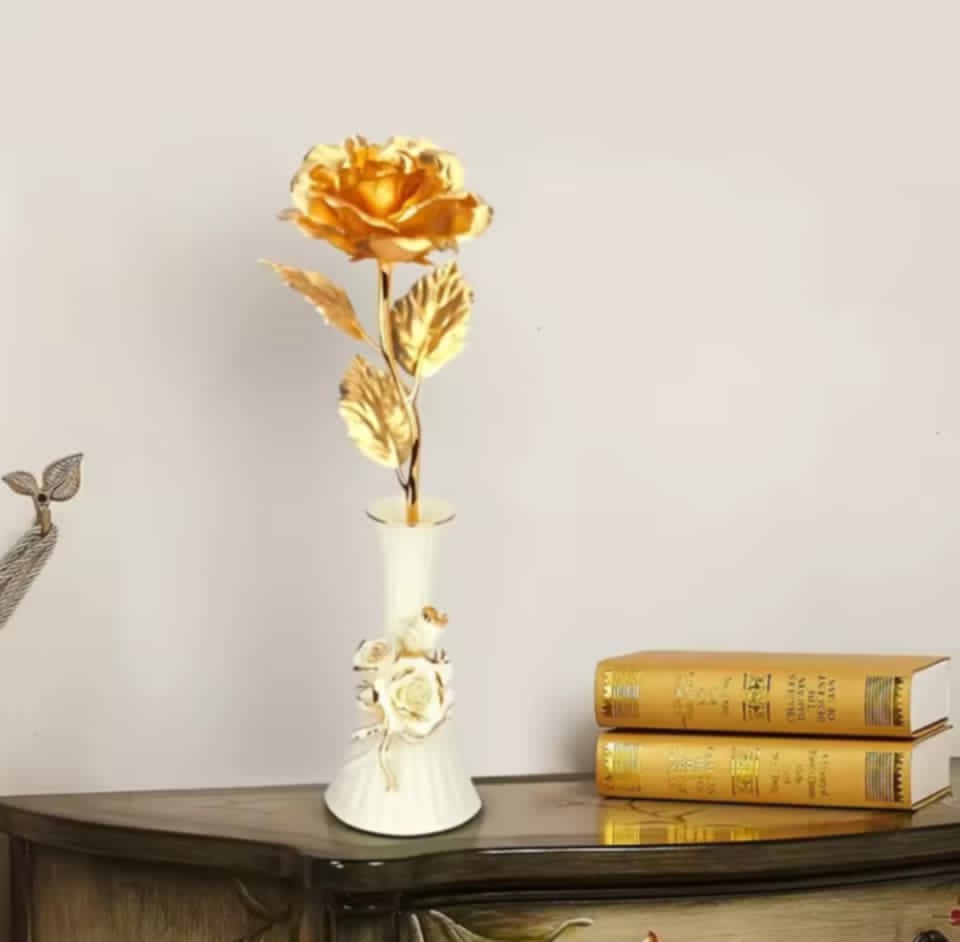 Rosa Eterna de Lujo con Caja de Regalo Premium | Rojo y Dorado