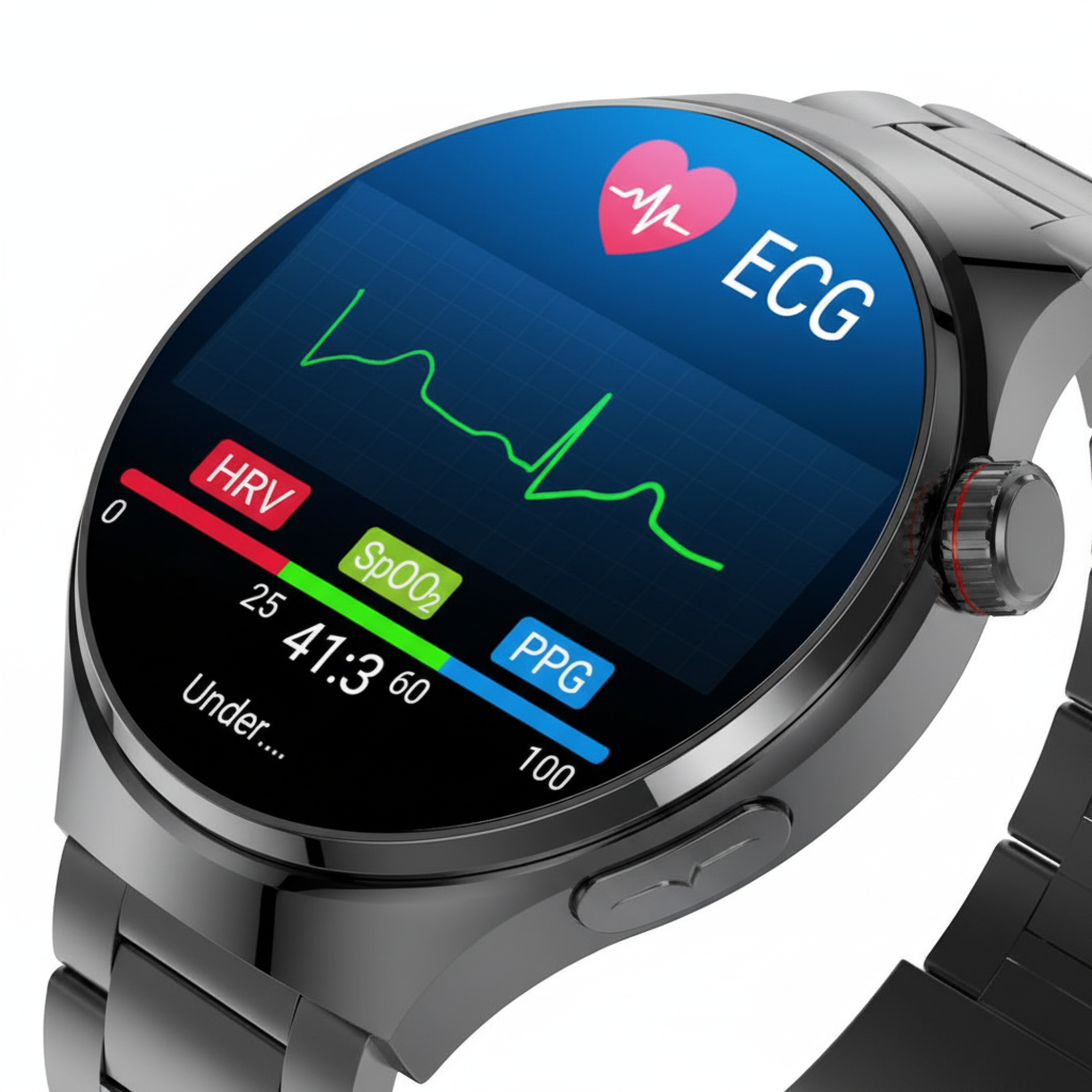 Detalle pantalla ECG SpO2 smartwatch