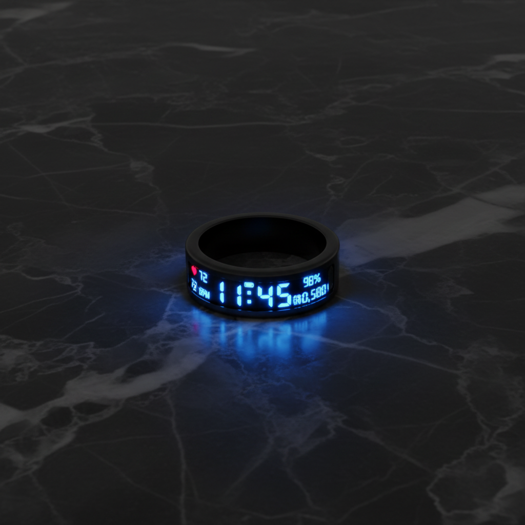 Smart ring flat lay mármol oscuro