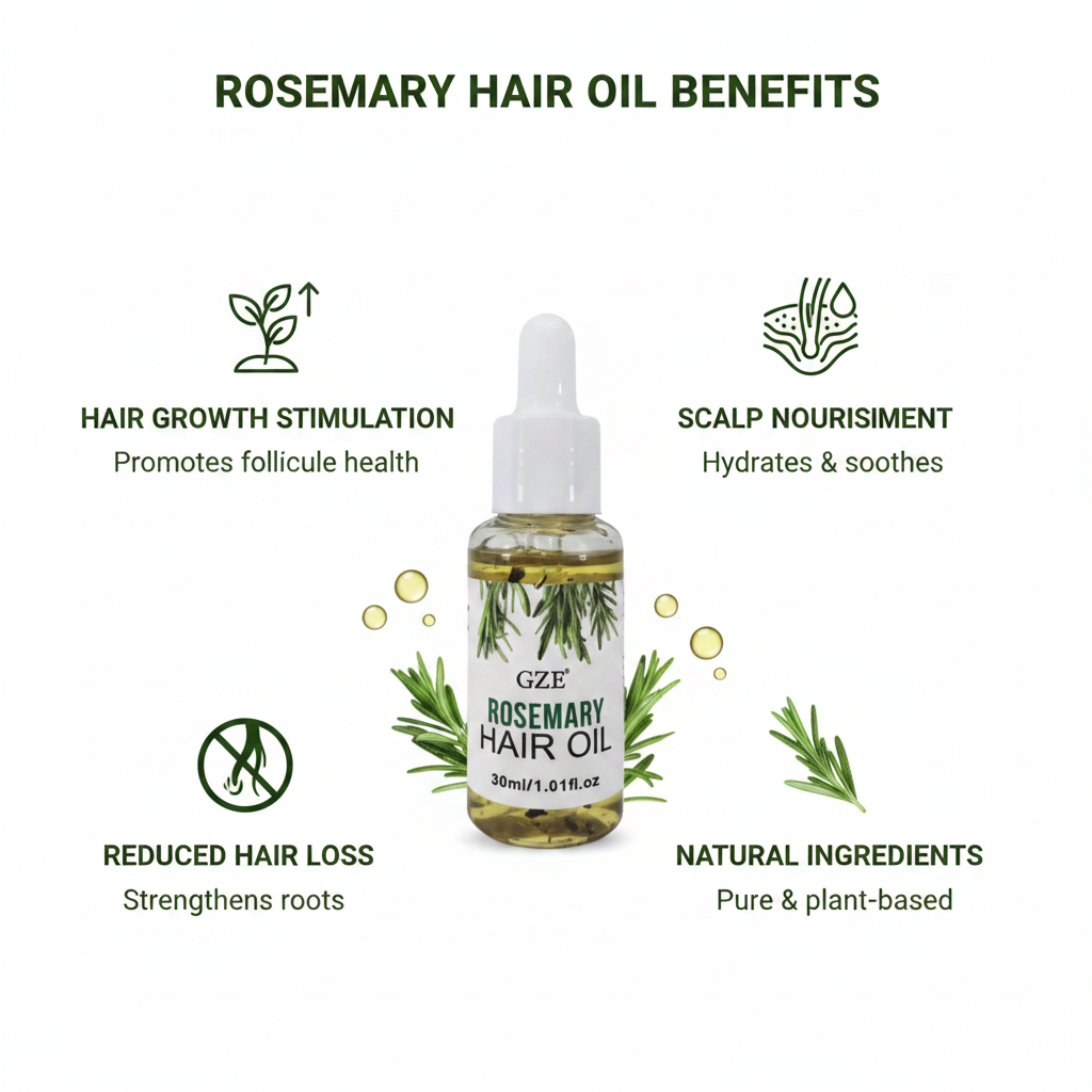 Infografía beneficios aceite de romero para el cabello