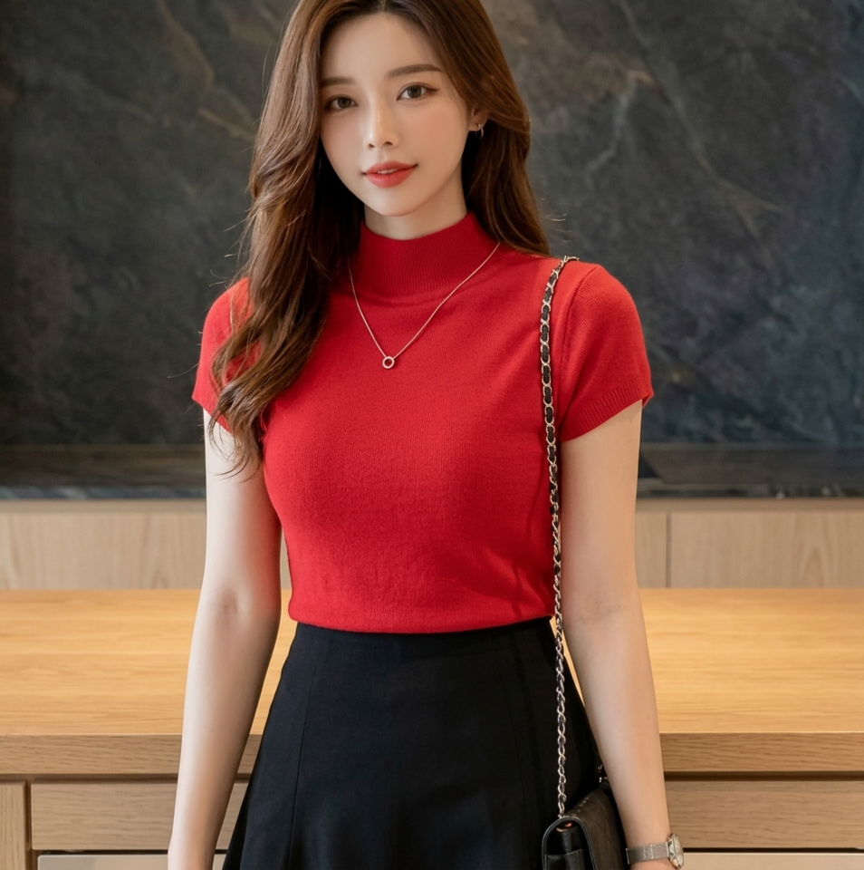 Maya Essential Mock Neck Knit Top