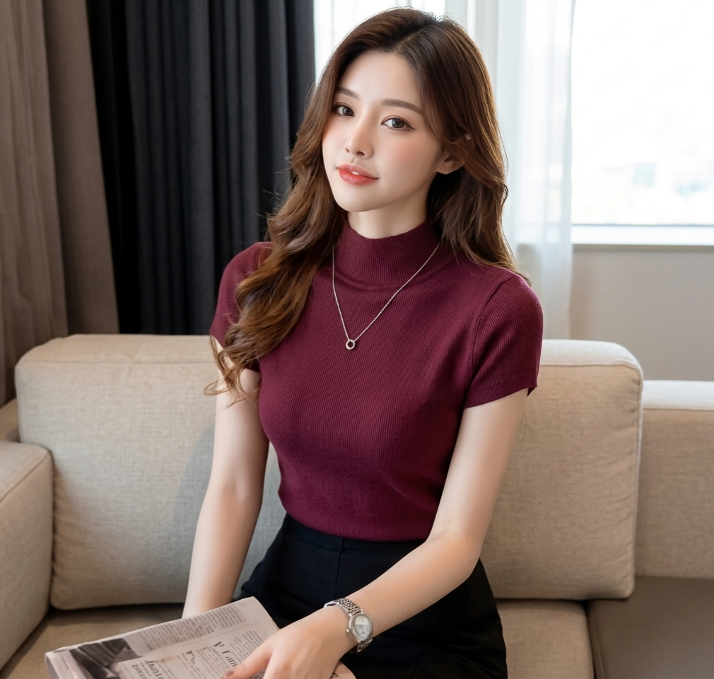 Maya Essential Mock Neck Knit Top