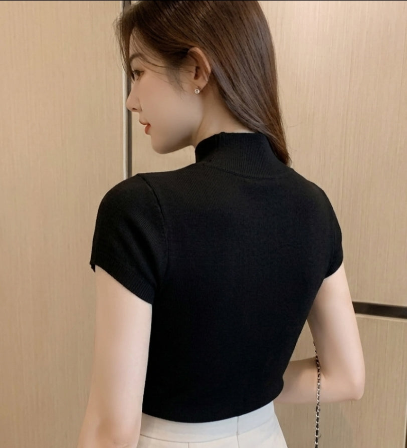 Maya Essential Mock Neck Knit Top